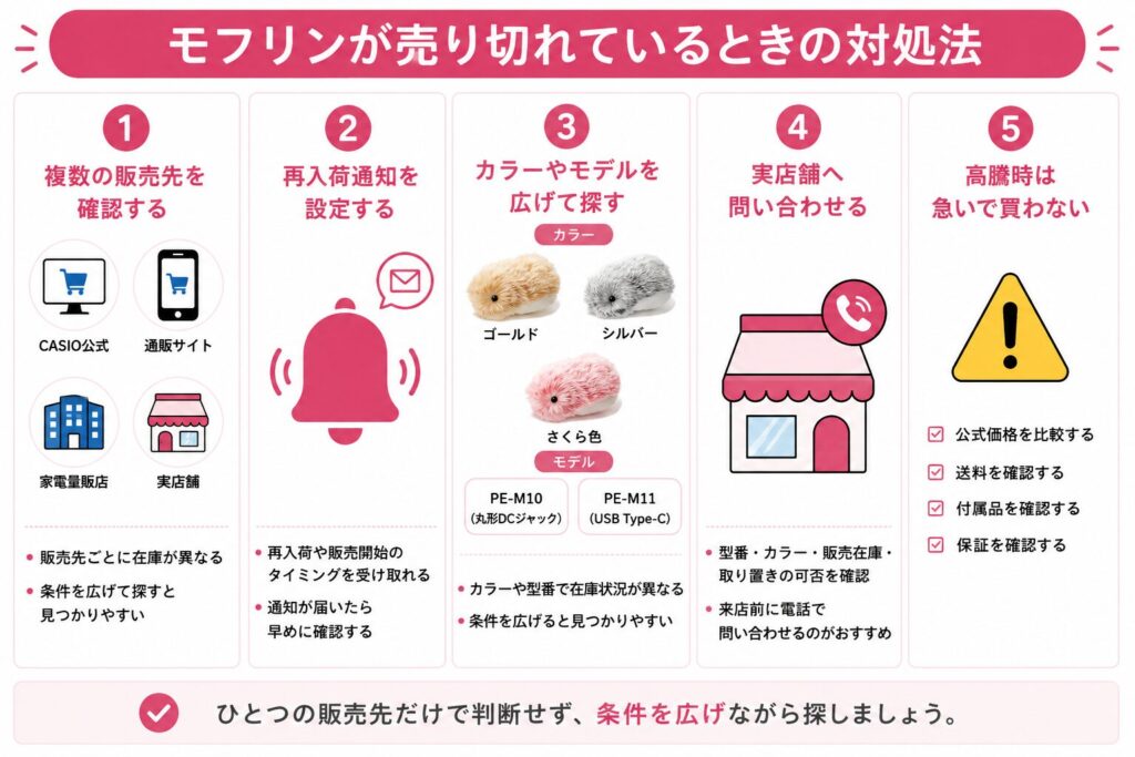 モフリンが売り切れているときに在庫を探す順番をまとめた図